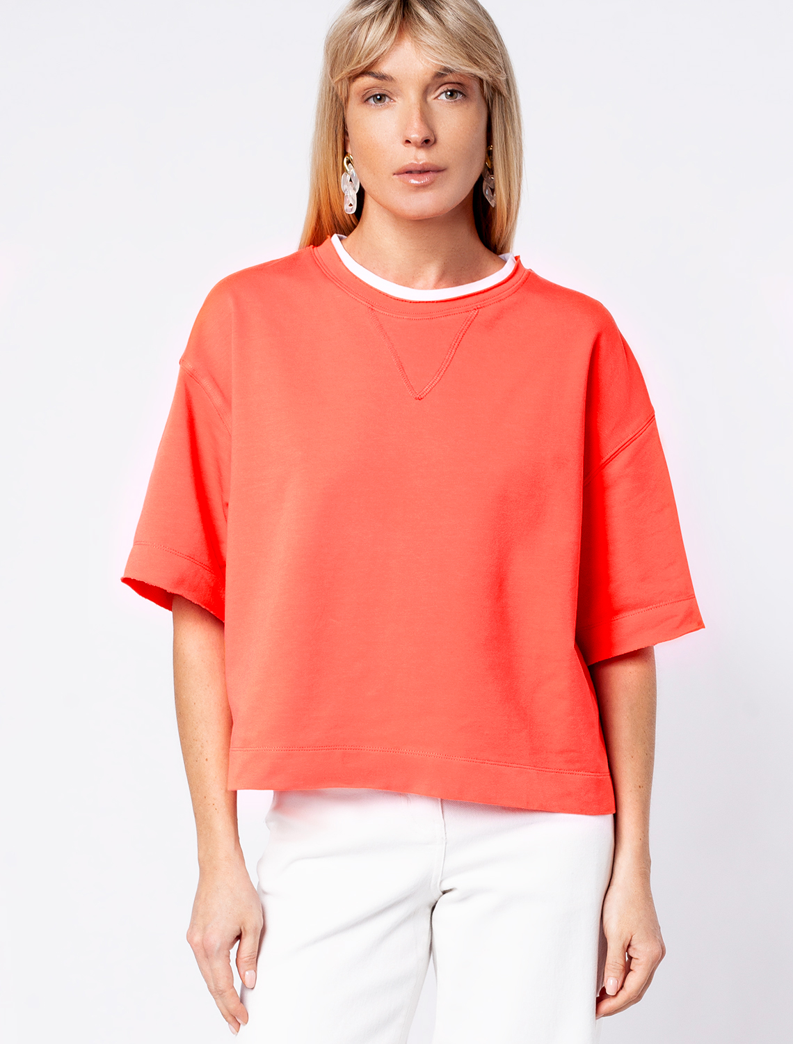 картинка Джемпер женский оранжево-коралловый магазин Одежда+ являющийся официальным дистрибьютором в России 
