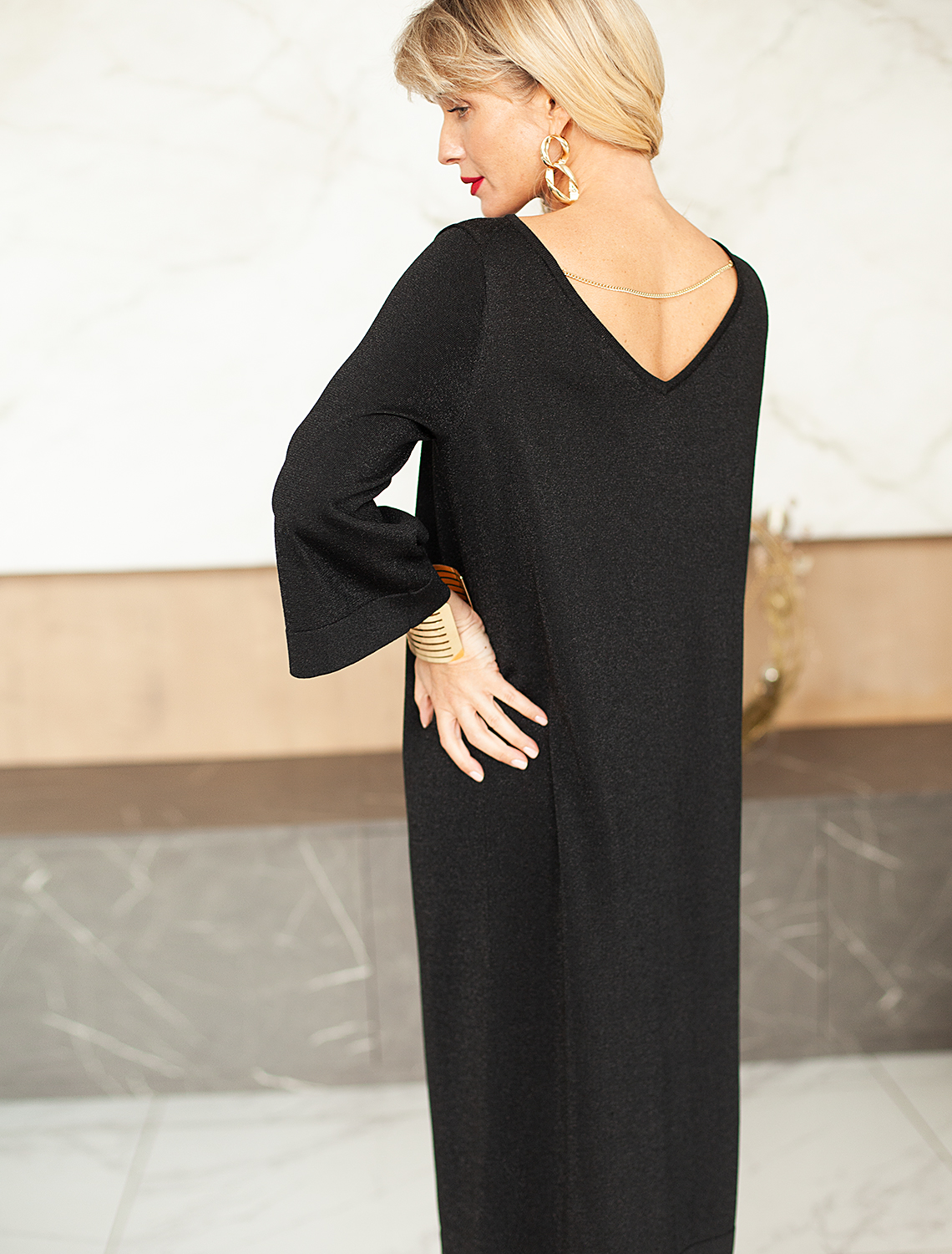 картинка Платье вязаное женское черный от магазина Одежда+