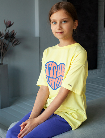 картинка Футболка для девочки лимон_сердце магазин Одежда+ являющийся официальным дистрибьютором в России 